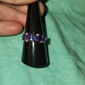 The Ava Ring Lab Created Tanzanite Fused With Natural Quartz Rose Gold Plating 9